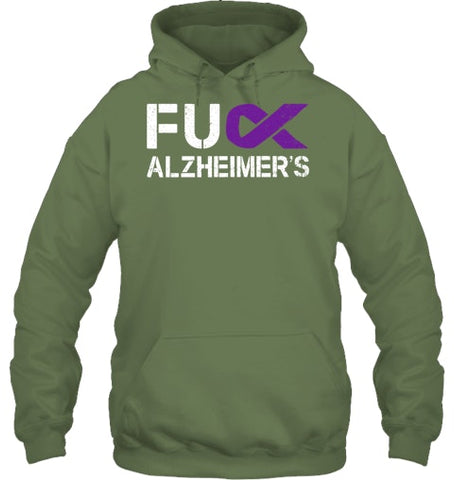 Image of Fuck FU Alzheimer s Awareness Month Purple Ribbon Fighter T Shirt