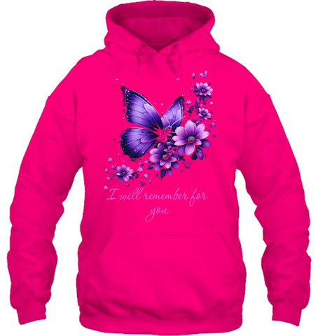 Image of Butterfly I Will Remember For You Alzheimer s Awareness T Shirt