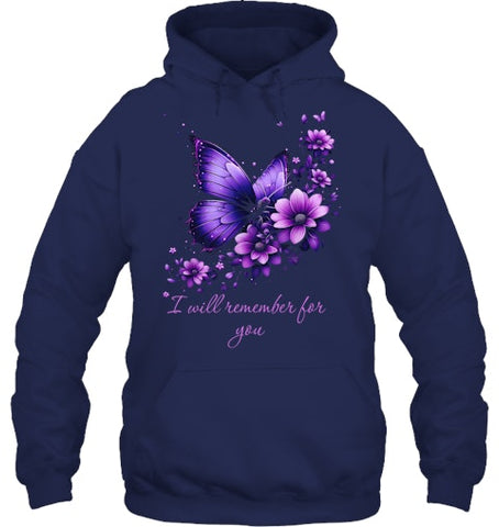 Image of Butterfly I Will Remember For You Alzheimer s Awareness T Shirt