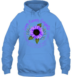 Alzheimer Awareness Tee for Men and Women Purple sunflower T Shirt