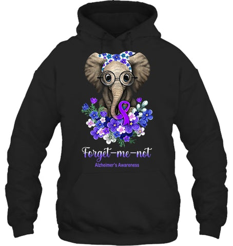 Image of Forget me not Alzheimer s Awareness Elephant Flower T Shirt