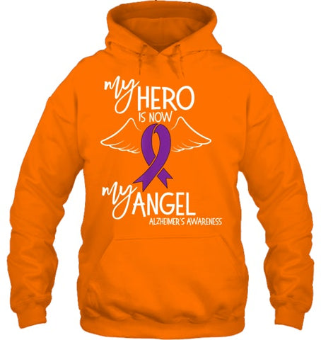 Image of My Hero is now my Angel Alzheimers Awareness T Shirt T shirt T Shirt