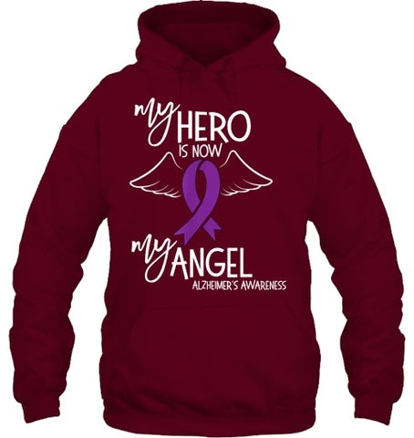 Image of My Hero is now my Angel Alzheimers Awareness T Shirt T shirt T Shirt