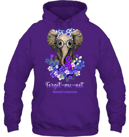 Image of Forget me not Alzheimer s Awareness Elephant Flower T Shirt