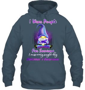 Alzheimer s Awareness Products I Wear Purple Ribbon Gnome T Shirt