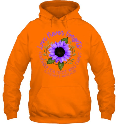 Image of Alzheimer Awareness Tee for Men and Women Purple sunflower T Shirt