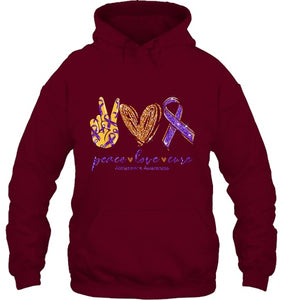 Peace Love Cure Alzheimer s Awareness T Shirt