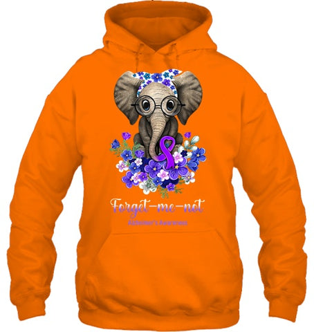 Image of Forget me not Alzheimer s Awareness Elephant Flower T Shirt