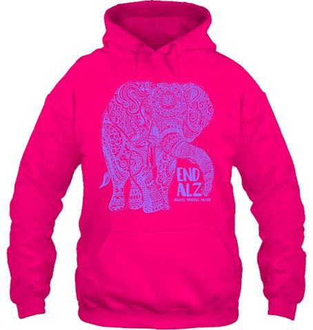 Image of Purple Elephant Alzheimer Awareness Apparel & gifts, END ALZ T Shirt