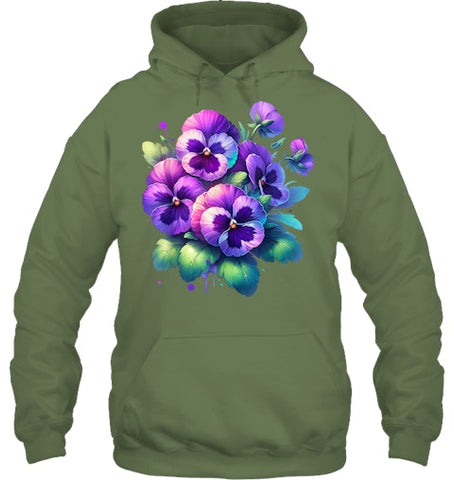 Image of Alzheimer purple floral pansy dementia alzheimer s awareness T Shirt