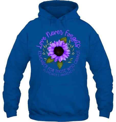 Image of Alzheimer Awareness Tee for Men and Women Purple sunflower T Shirt