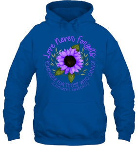 Alzheimer Awareness Tee for Men and Women Purple sunflower T Shirt