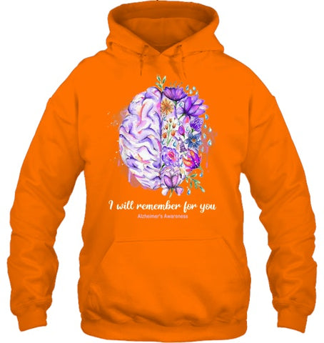 Image of I Will Remember For You Brain Alzheimer s Awareness T Shirt