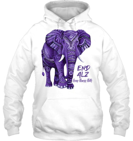 Image of Alzheimers Awareness Purple Elephant Awareness T Shirt