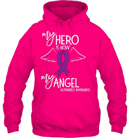 Image of My Hero is now my Angel Alzheimers Awareness T Shirt T shirt T Shirt