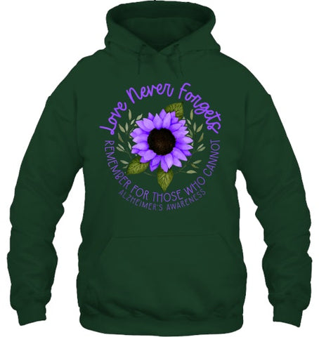 Image of Alzheimer Awareness Tee for Men and Women Purple sunflower T Shirt