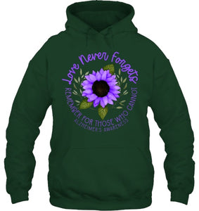 Alzheimer Awareness Tee for Men and Women Purple sunflower T Shirt