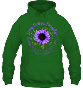 Alzheimer Awareness Tee for Men and Women Purple sunflower T Shirt