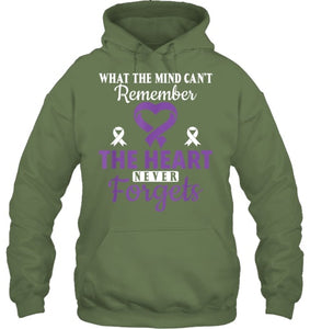 The Heart Never Forgets Alzheimer's Awareness Purple Ribbon