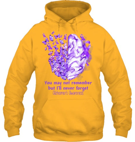 Image of Alzheimer s awareness, Dementia gift, Purple Butterfiles T Shirt