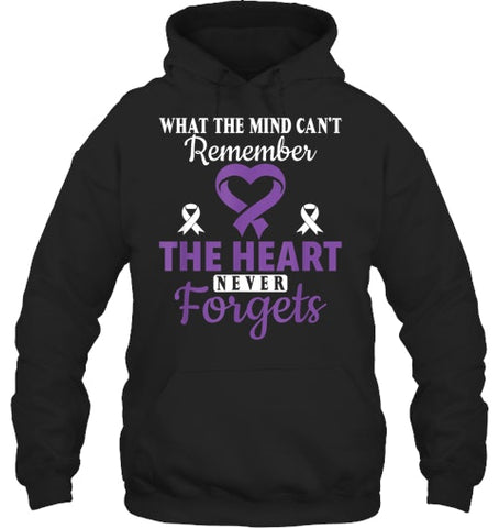 Image of The Heart Never Forgets Alzheimer's Awareness Purple Ribbon