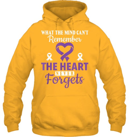 Image of The Heart Never Forgets Alzheimer's Awareness Purple Ribbon