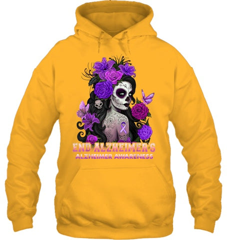 Image of End AlzheImer's Skull Girl Flowers   Alzheimer's Awareness