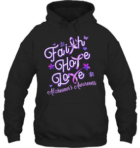 Alzheimer s Awareness Purple Ribbon Products Faith Hope Love T Shirt