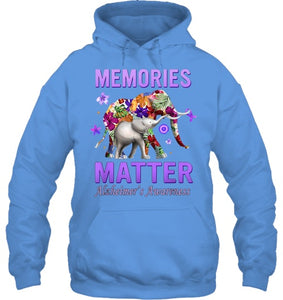 Alzheimers Awareness Memories Matter Purple Elephant Womens T Shirt