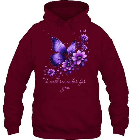 Image of Butterfly I Will Remember For You Alzheimer s Awareness T Shirt