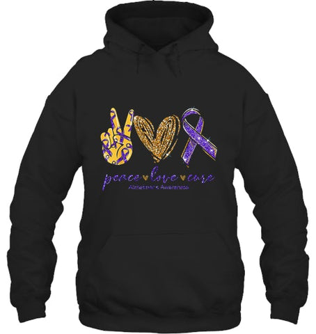 Image of Peace Love Cure Alzheimer s Awareness T Shirt