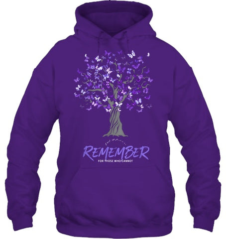 Image of Alzheimer Awareness Tee for Men and Women Purple Butterfly T Shirt