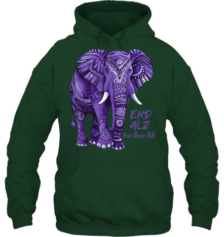 Image of Alzheimers Awareness Purple Elephant Awareness T Shirt