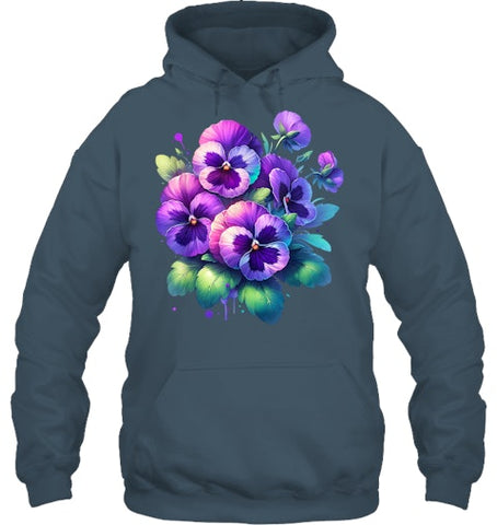 Image of Alzheimer purple floral pansy dementia alzheimer s awareness T Shirt