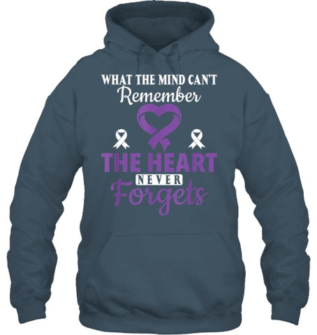 Image of The Heart Never Forgets Alzheimer's Awareness Purple Ribbon