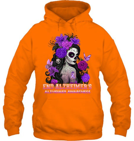 Image of End AlzheImer's Skull Girl Flowers   Alzheimer's Awareness