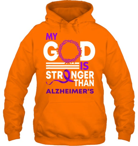 Image of My God Is Stronger Than Alzheimer s Awareness Ribbon T Shirt