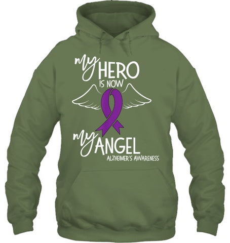 Image of My Hero is now my Angel Alzheimers Awareness T Shirt T shirt T Shirt