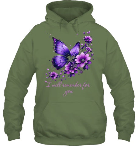 Image of Butterfly I Will Remember For You Alzheimer s Awareness T Shirt