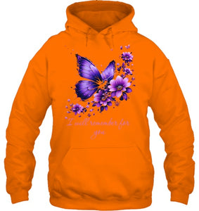 Butterfly I Will Remember For You Alzheimer s Awareness T Shirt