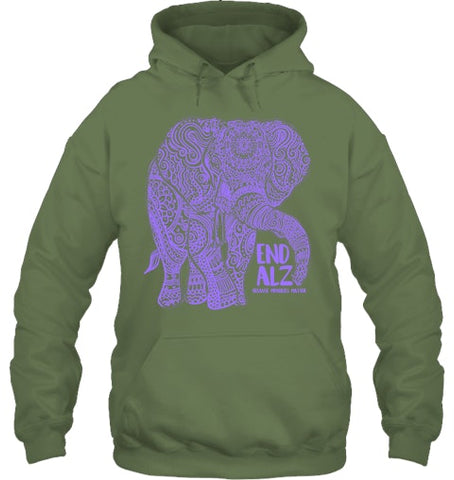 Image of Purple Elephant Alzheimer Awareness Apparel & gifts, END ALZ T Shirt