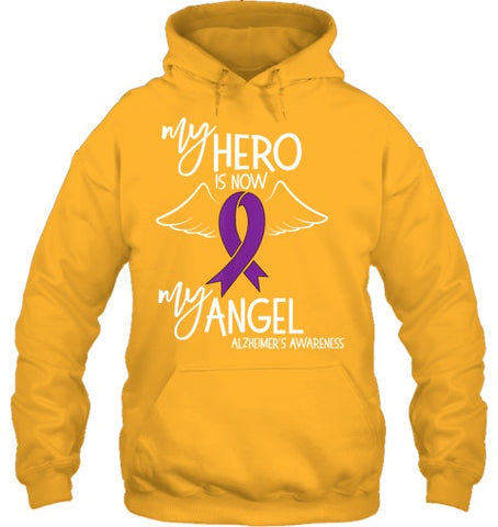 Image of My Hero is now my Angel Alzheimers Awareness T Shirt T shirt T Shirt