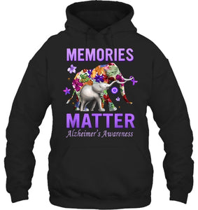 Alzheimers Awareness Memories Matter Purple Elephant Womens T Shirt