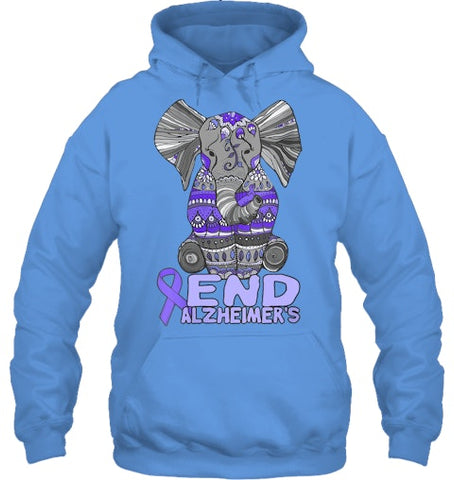 Image of Womens Alzheimer Awareness Shirts and gifts purple Elephant V Neck T Shirt