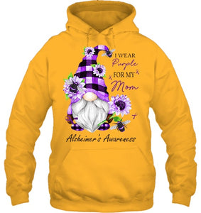 I Wear Purple For My Mom Gnome Alzheimer's Awareness