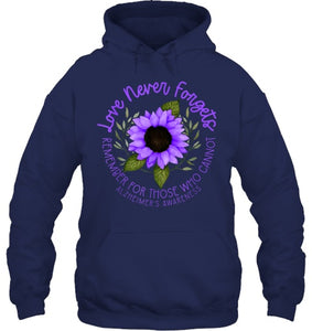 Alzheimer Awareness Tee for Men and Women Purple sunflower T Shirt