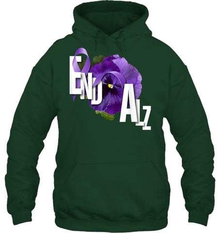 Image of End Alz Purple Floral Pansy Dementia Alzheimer s Awareness T Shirt