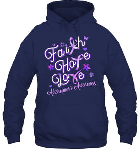 Alzheimer s Awareness Purple Ribbon Products Faith Hope Love T Shirt