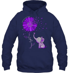 Hope Fight Cure Elephant Alzheimer s Purple Ribbon T Shirt