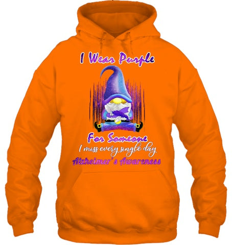 Image of Alzheimer s Awareness Products I Wear Purple Ribbon Gnome T Shirt